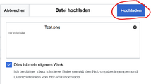 Eigenes Werk - Datei hochladen, 3. Schritt